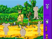 A child's hand dragging an image of a tiger to match its shadow in the free Animal Matching Puzzle online game. Develop motor skills with this fun kids' game.