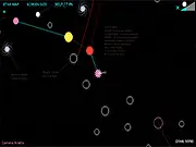Constellation Game online screenshot showing a line of light bending around a black hole to connect three stars forming a zodiac sign