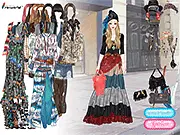 Screenshot of Gypsy Queen Korean dress up game, showing a character wearing vibrant, fusion fashion clothing and accessories.