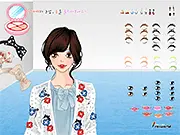 Screenshot from Spring Beauty game, showing a cute girl named Mimi with vibrant, light spring-themed make-up and a fresh hairstyle.