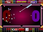 Straight Billiard Multiplayer free online pool game screenshot showing a billiard table, cue stick, and numbered balls lined up for a shot