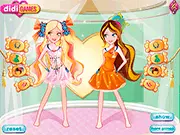 Sweets Club free online dress up game, cute girls styling candy-themed fashion, play free club game