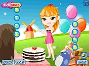 Screenshot of Emily's Surprise Birthday game, showing a best friend ready to deliver a cake and gift for a party.