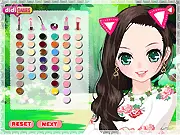 Gardening In Style 3 free online dress up game screenshot, Laila the gardener smiling in her stylish floral outfit.