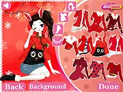 Cute Anime Style 2 free online dress up game, anime girl character Penny in a red pullover and beret, winter fashion, Christmas-themed clothes