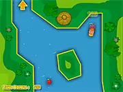 Monkey Boat free online skill game steering through rapid water collecting apples