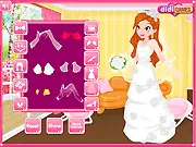 Screenshot of Sakura Wedding, a free online dress up game showing a bride with a wedding dress and cherry blossom decorations