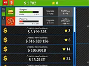 Business Simulator idle clicker game key art, screenshot of a finance management game interface, free online tycoon game