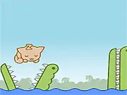 Sleeping On Crocodiles physics puzzle game, kitten sleeping on blocks above crocodiles