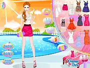 Cocktail Party Dress Up free online game, Jenny choosing elegant dress for a fancy pool party