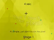 Don't Touch the Pixel online game screen showing player avoiding small flying pixels and red walls free