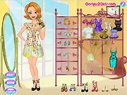 Upper East Brunch free online dress up game, stylish girl in elegant dress and sparkling jewelry