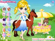Go on a Picnic Today free online dress up game screenshot showing a girl in a colorful summer outfit preparing a picnic basket filled with snacks.