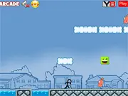 Stickman Flow Adventures game screenshot, stick figure running and jumping over a deadly spike trap.