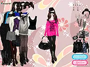Screenshot of the Xiangjian Show fashion game interface showing a model in a dramatic outfit featuring unique, high shoulder design elements.