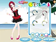 Ginger in her CD shop dreaming of a tropical beach holiday while listening to music in the free online game CD Shop Dream