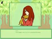 The Woods visual novel free online game scene showing character Dani in a mysterious forest