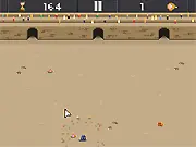 Beast Feast free game screenshot, small monster throwing an egg bomb at an enemy to collect meat and evolve.