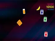 Screenshot of Toast in Space game showing a piece of toast character flying past floating jars of jam and dodging hazardous splatters of orange juice in a dark space background.