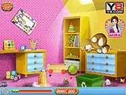 Baby Cleaning House free game screenshot, a child tidying a messy bedroom, hidden object game