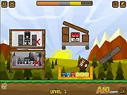 Beaver Blocks 2 free online physics puzzle game on PlayArcadeHub, help the beaver avoid foxes