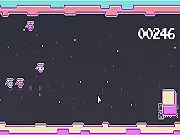QWOPTERZ online game screen showing four small pixel-art helicopters flying simultaneously through a narrow cave channel with blocks to dodge