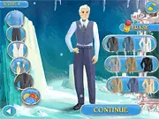 Screenshot of Elsa & Jack: Perfect Wedding dress-up game, showing the two characters in wedding attire against a beautiful backdrop, ready for a photo snapshot.