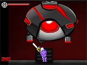 Dad VS Bots online game screen showing a heroic dad character shooting a laser at several incoming enemy robots