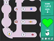 Rat Maze online game screenshot showing a small rat following a piece of cheese being guided through a dangerous maze