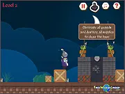 Bomb of Love game screen showing Kem the Zombie character holding a glowing bomb in a colorful puzzle platformer level with various obstacles.