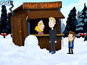 Screenshot of Snowday game, showing a cheerful snowman being built in a competitive winter setting