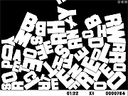 That Word Game screenshot showing a stack of colored letter tiles piled up, with the player actively selecting letters to form a word
