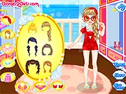 Baby girl in a stylish sun hat and sunglasses ready for her free online summer vacation dress up game