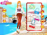 Logomania Comes Back free online dress up game screenshot showing a girl wearing clothes with visible logos