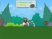 Anna and Bruno jumping over a gap to collect a birthday cake in the free endless runner game