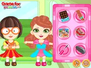 Ashlynn Ella School Bus Slacking free online game on PlayArcadeHub, showing Ashlynn secretly playing games and doing makeup on a bus.
