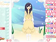Screenshot of the Underwater Majesty dress-up game showing a girl in a beautifully themed ocean servant outfit at a royal underwater ball