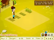 Farm Rush free online time management game showing corn fields and a scarecrow