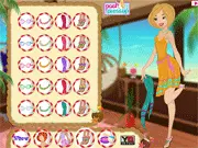 Summer Runway Secrets free online fashion dress up game featuring model Jenny in a stylish summer outfit from the Harajuku or Retro theme