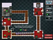 Inner Demon puzzle game online screenshot, a demon guiding objects to reach a human soul, PlayArcadeHub