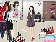 Queen's Heart Korean Dress-Up free online game featuring a stylish girl in a red dress with feminine pleats