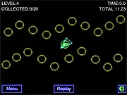 Neollect free online neon arcade game, collecting golden rings on PlayArcadeHub