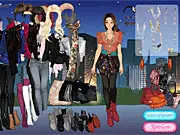 Screenshot of the Company Dinner Party Dress Up game showing a girl in an elegant cocktail dress suitable for a formal work event.