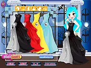 Play Lovely Vampire free online, a dress up fashion game where a girl is dressing up in a gothic vampire costume for a ball.