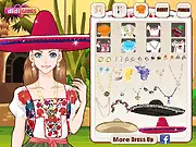 Mexican Fashion and Makeup free online game, traditional Mexican clothing, wear a sombrero, PlayArcadeHub dress up