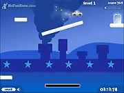 Rocket Car 2 free online physics driving game on PlayArcadeHub, showing a small car using a rocket boost to jump across obstacles.
