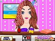 Back To School Hairstyle Makeover game screenshot, girl getting her hair styled, free online salon game for girls