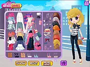 Vogue Girl Dressup free online fashion game on PlayArcadeHub, showing a girl being styled for a movie and coffee date with her best friend.