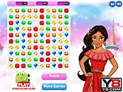Elena of Avalor Bejeweled online match 3 puzzle game screenshot with colorful diamonds