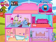 Princess Cinderella Wedding Doll House decoration game screenshot, royal dollhouse interior, free online decor game, placing furniture